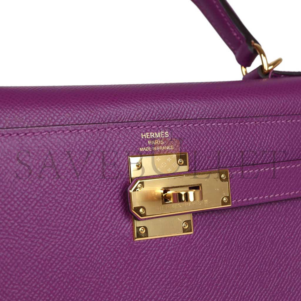 HERMÈS KELLY SELLIER 28 ANEMONE EPSOM GOLD HARDWARE (28*22*10cm)